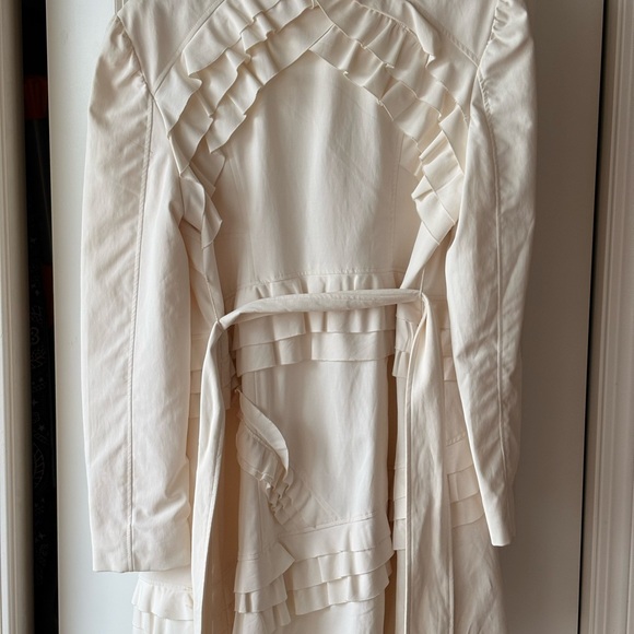 Bebe Cream Ruffle Trench Coat - Picture 13 of 15